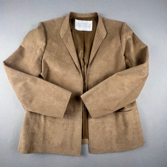 Vintage Ultrasuede Blazer Women Medium Tan Professional Baron Peters Luxury