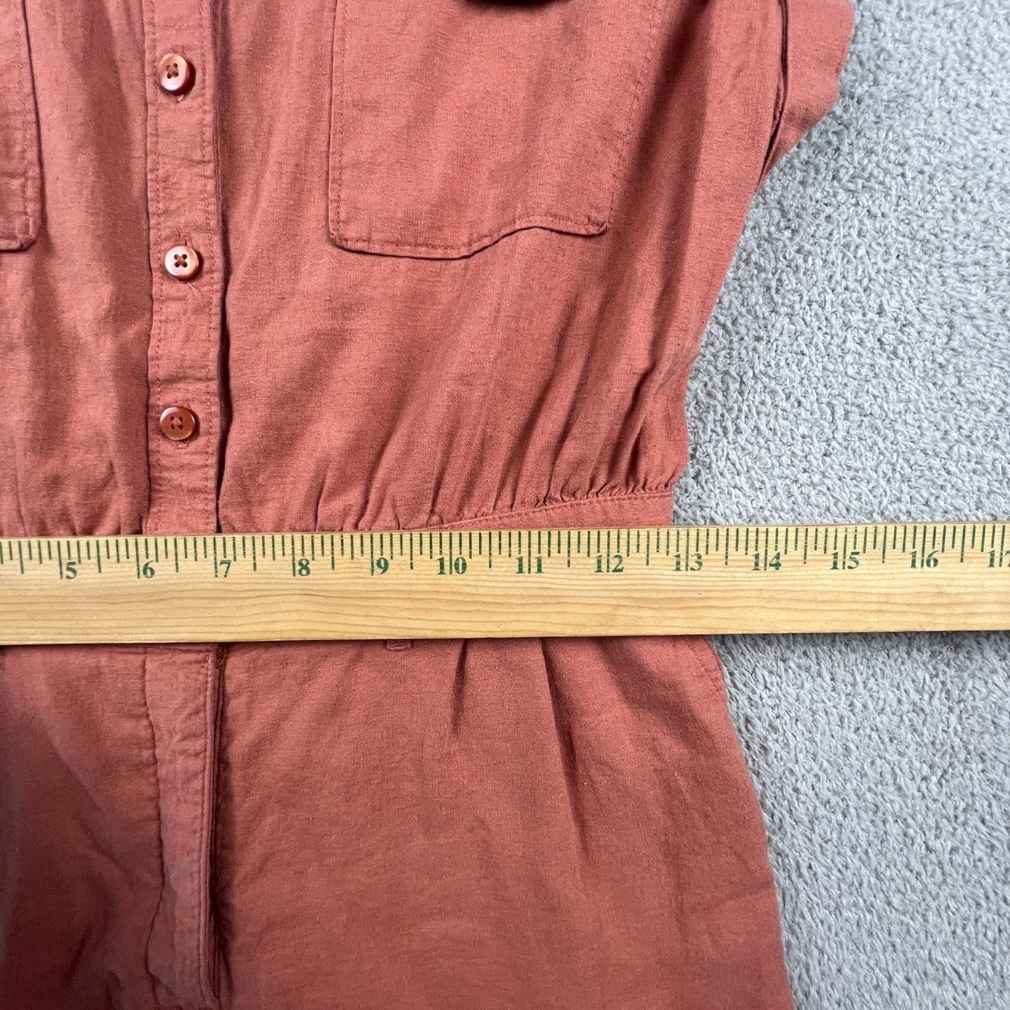 Abercrombie & Fitch Womens Romper XS Linen Blend Utility Terracotta Jumpsuit