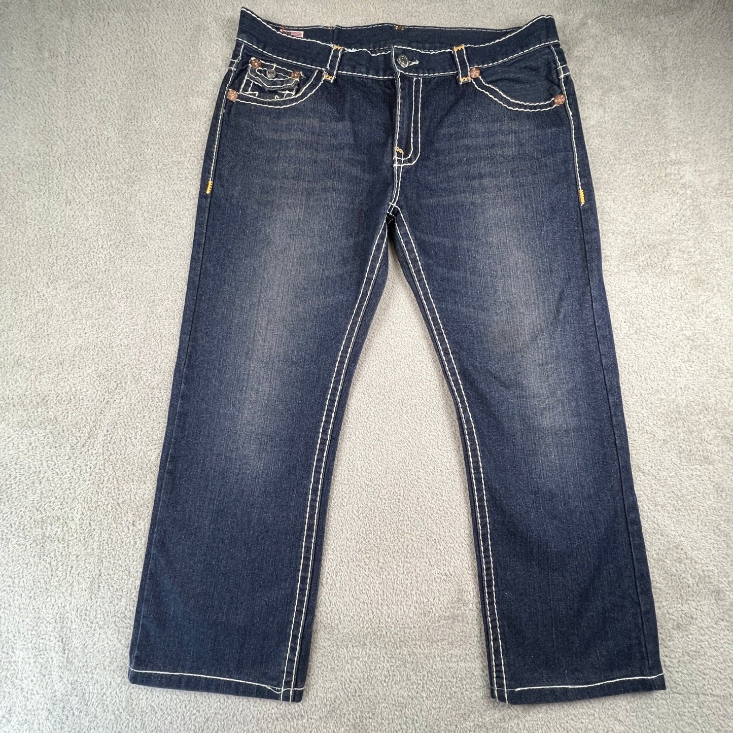 True Religion Joey Super T Jeans Mens 40 Blue Contrast Stitch Made in USA Y2K