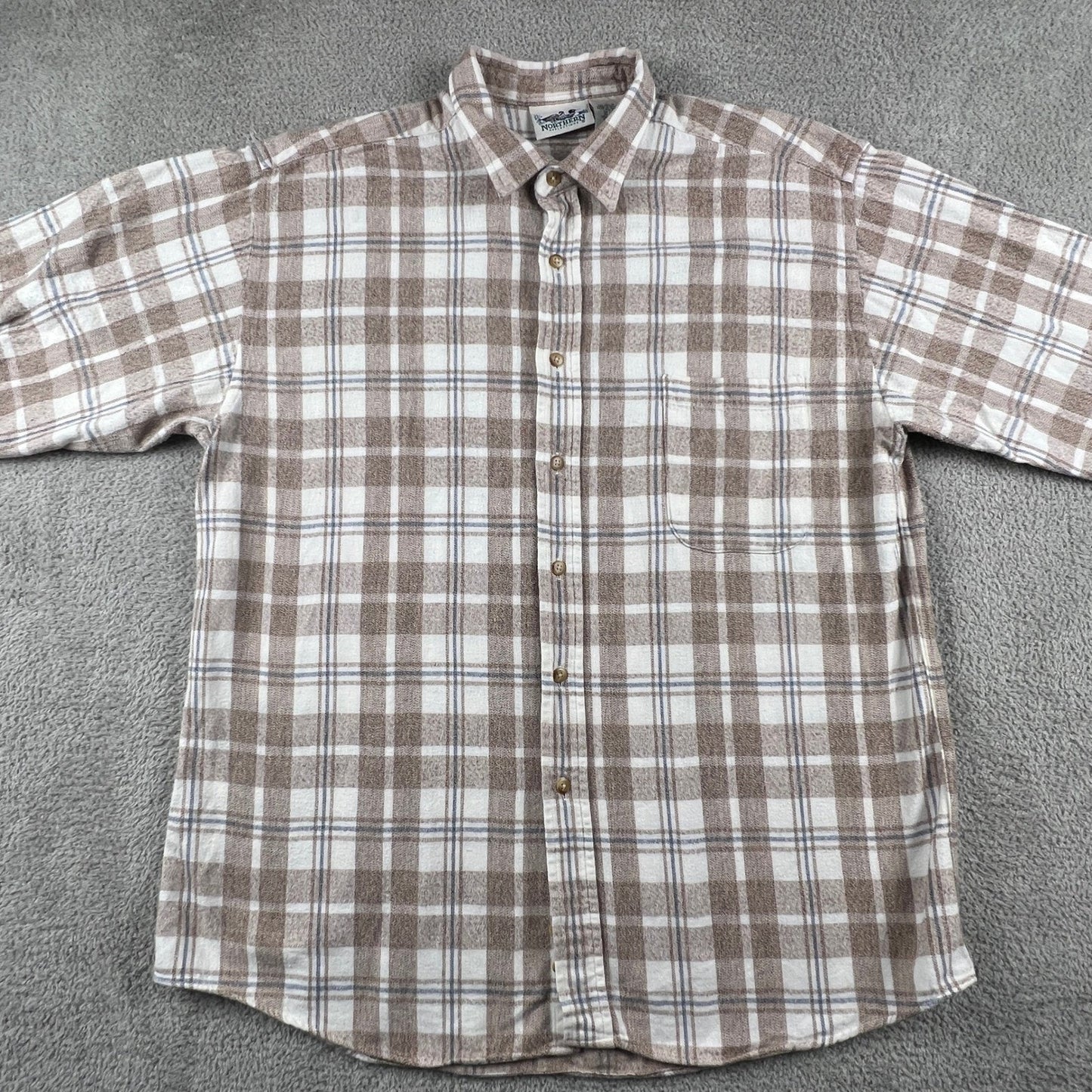 VTG Northern Reflections Flannel Shirt Mens L Plaid Cotton Button Up Gorpcore