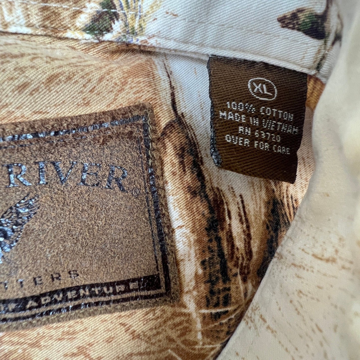 North River Hunting Dog Shirt Mens XL Beige Duck Lab Retriever All Over Print