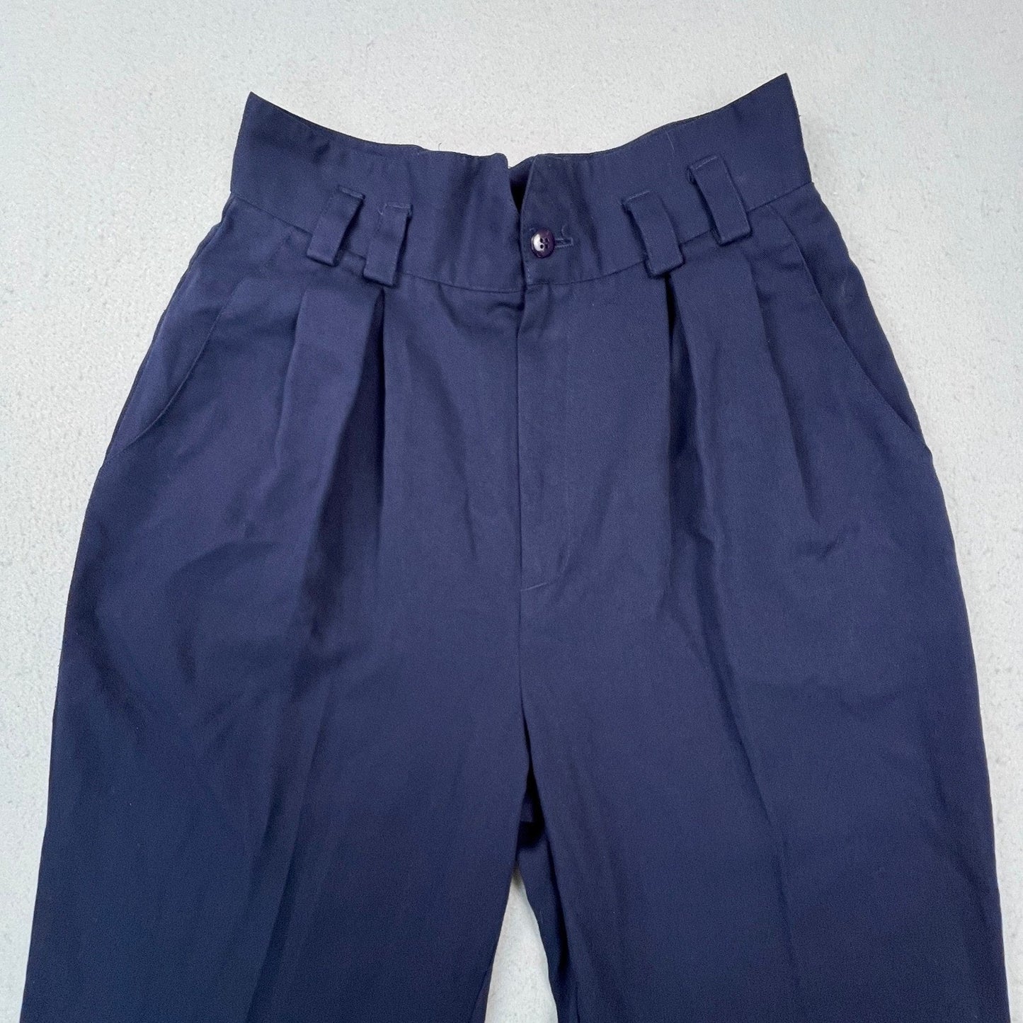 Stringbean Pleated Trousers Womens 9/10 Navy Blue High Rise Tapered Vintage USA