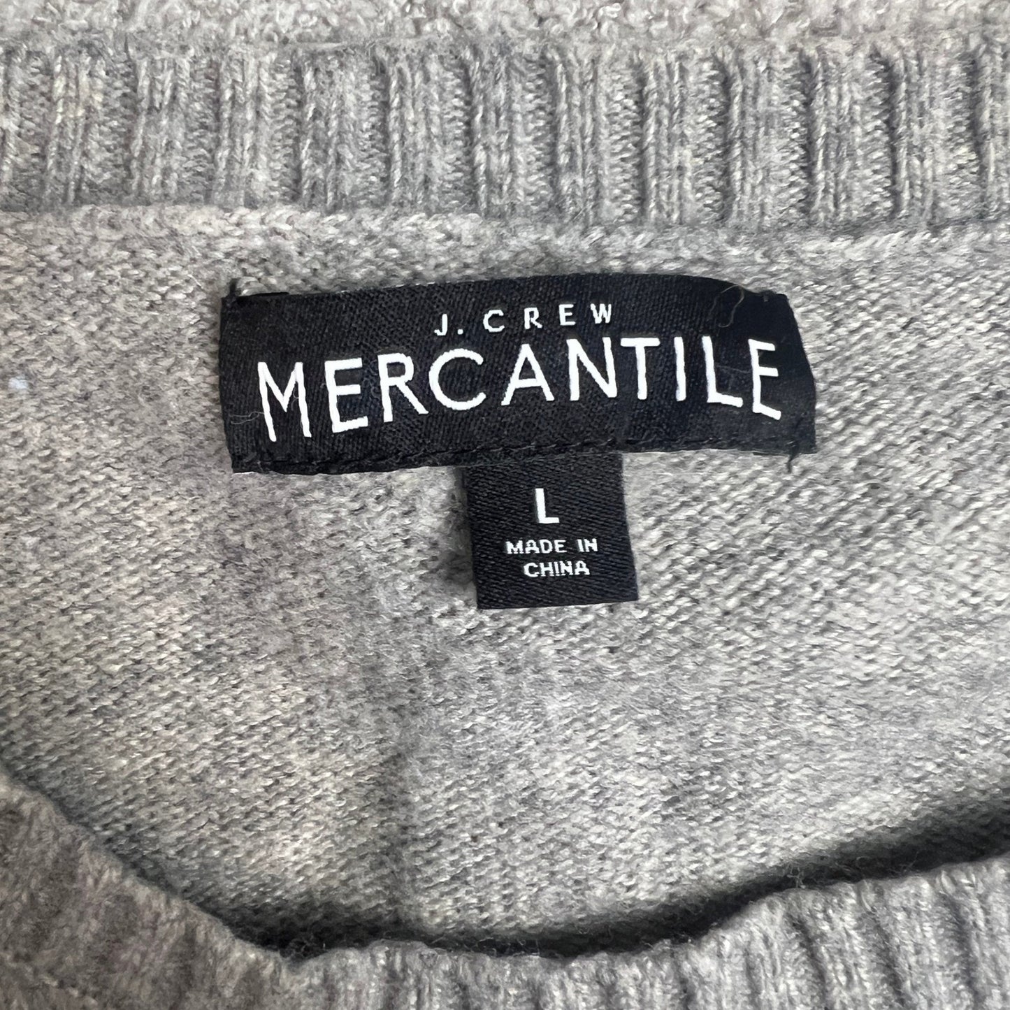 J.Crew Sweater Crewneck Mercantile Men's Size L Grey Raglan Sleeve Wool Blend