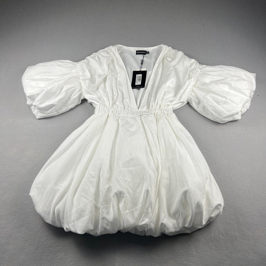 NWT Bubble Hem Dress Size 6 White Puff Sleeve Mini Party Wedding Bridal