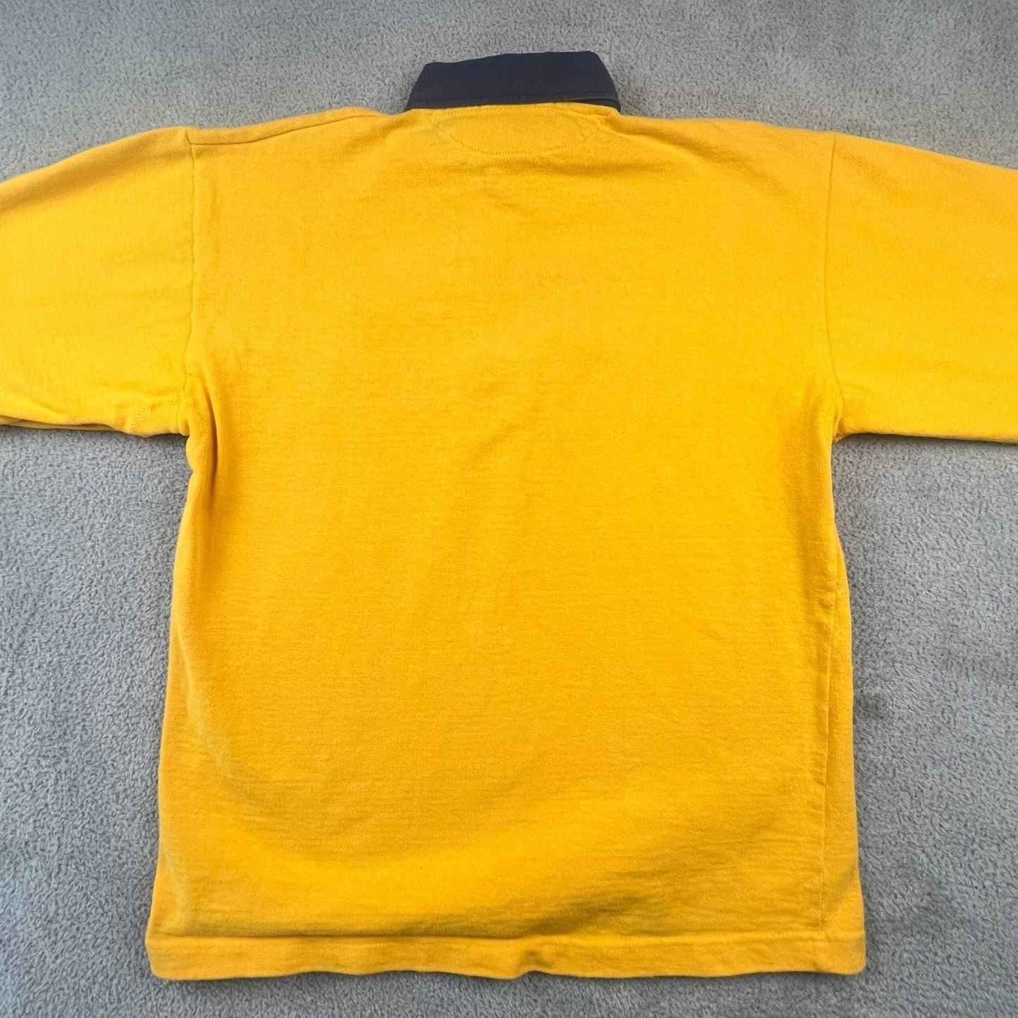 VTG Barbarian Rugby Wear Mars Hill College Shirt Mens XL Yellow Long Sleeve Polo