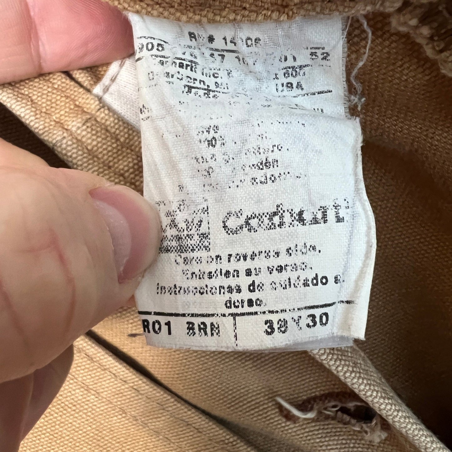 Carhartt Bib Overalls Mens 38x30 Brown Duck Canvas Double Knee Workwear R01 BRN