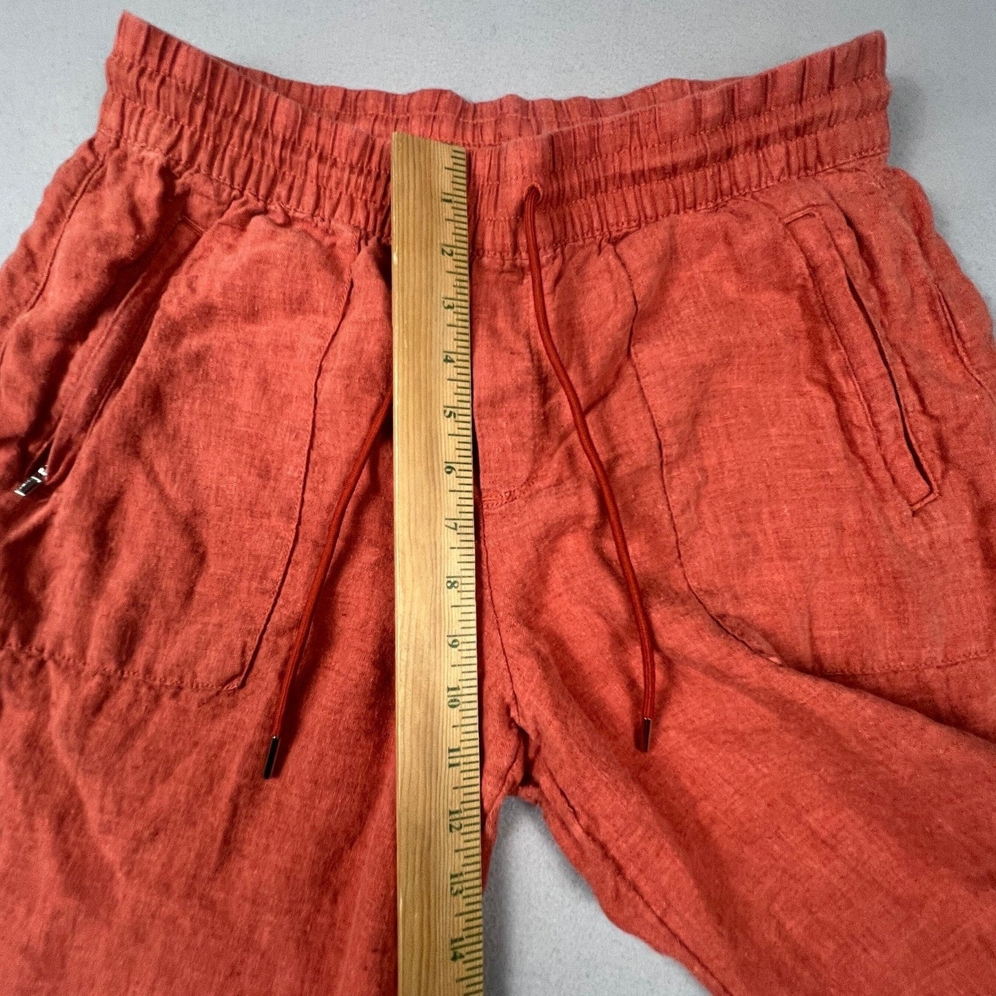 Athleta Cabo Linen Jogger Pants Womens 10P Orange Wide Leg Crop Casual Summer