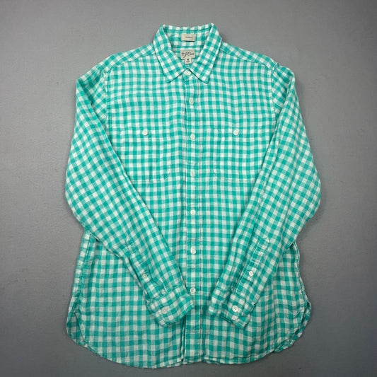 J.Crew Button Down Mens M Gingham Baird McNutt Irish Linen Classic Fit Shirt