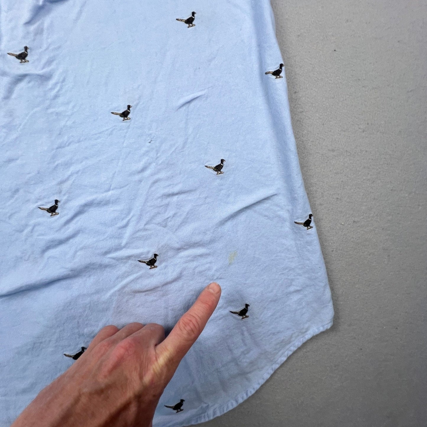 Lands End Pheasant Bird Shirt Womens M Embroidered Oxford Button Down Preppy