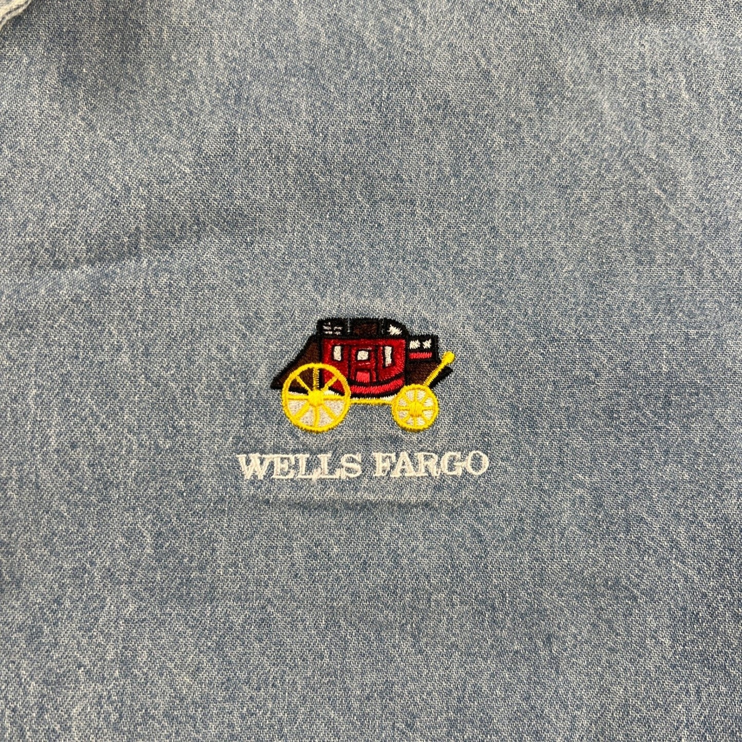 Port and Company Denim Shirt Mens XL Wells Fargo Embroidered Workwear Casual