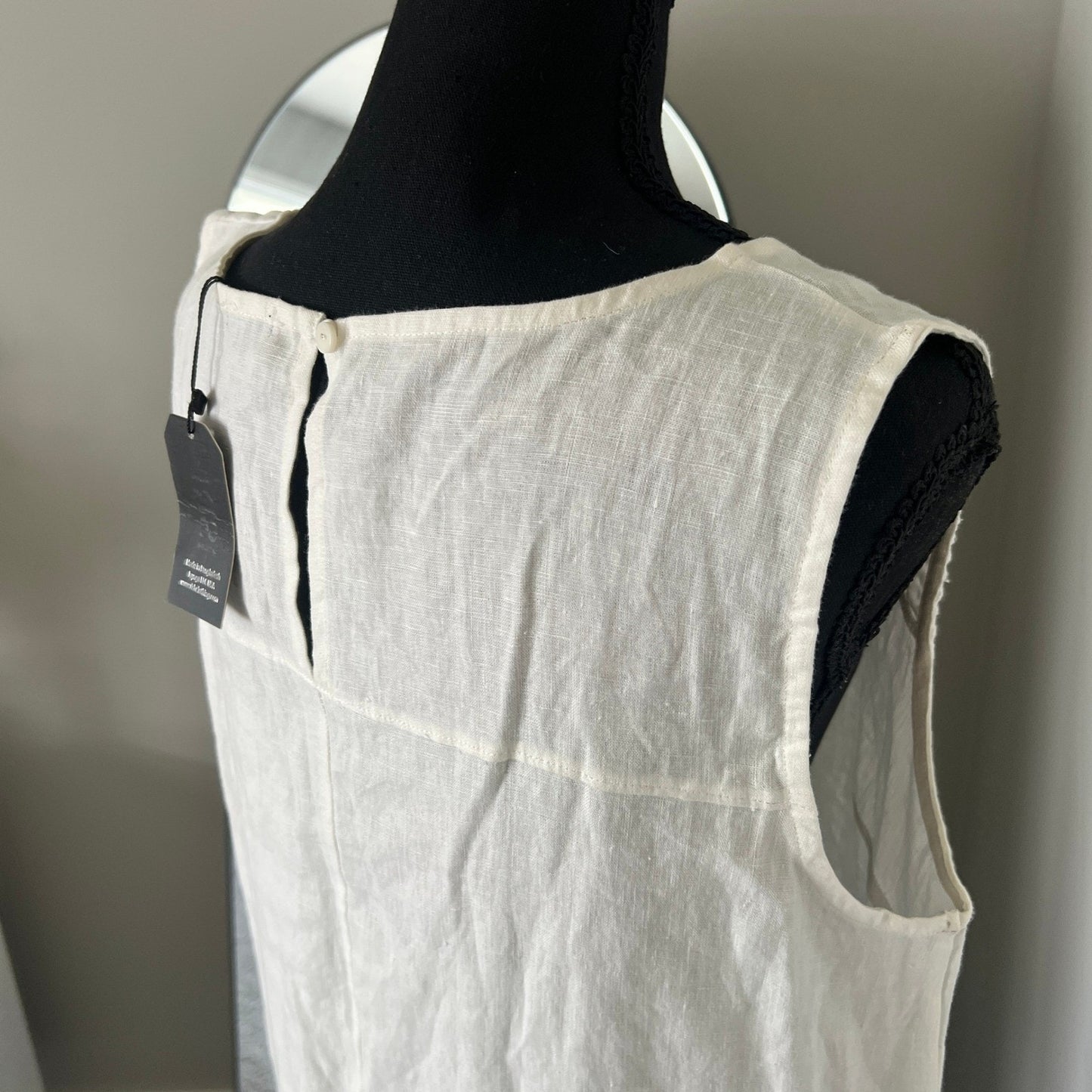 NWT 100% Cotton Shift Dress Large White Crochet Lace Cotton Sleeveless Boho Midi