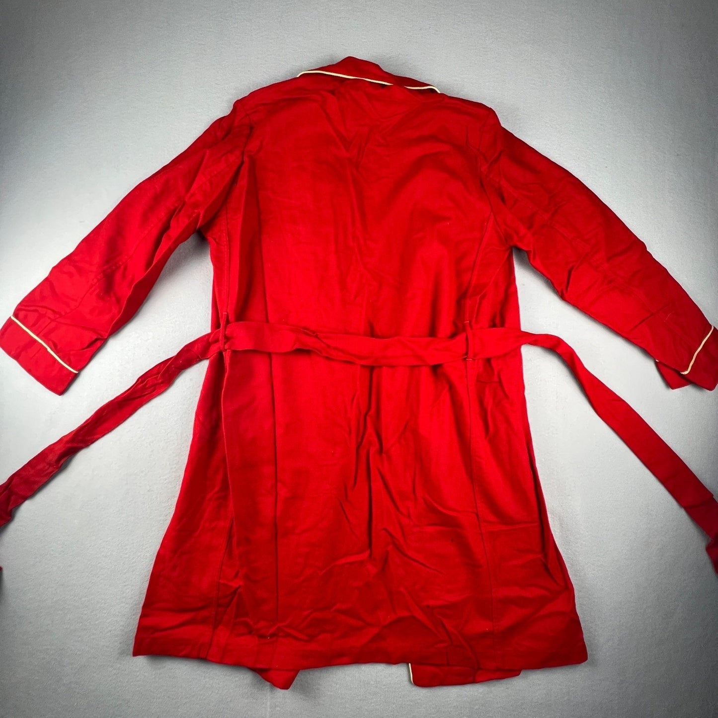 VTG Pendleton Robe Womens Medium Red Wool Piping Belted Loungewear Classic