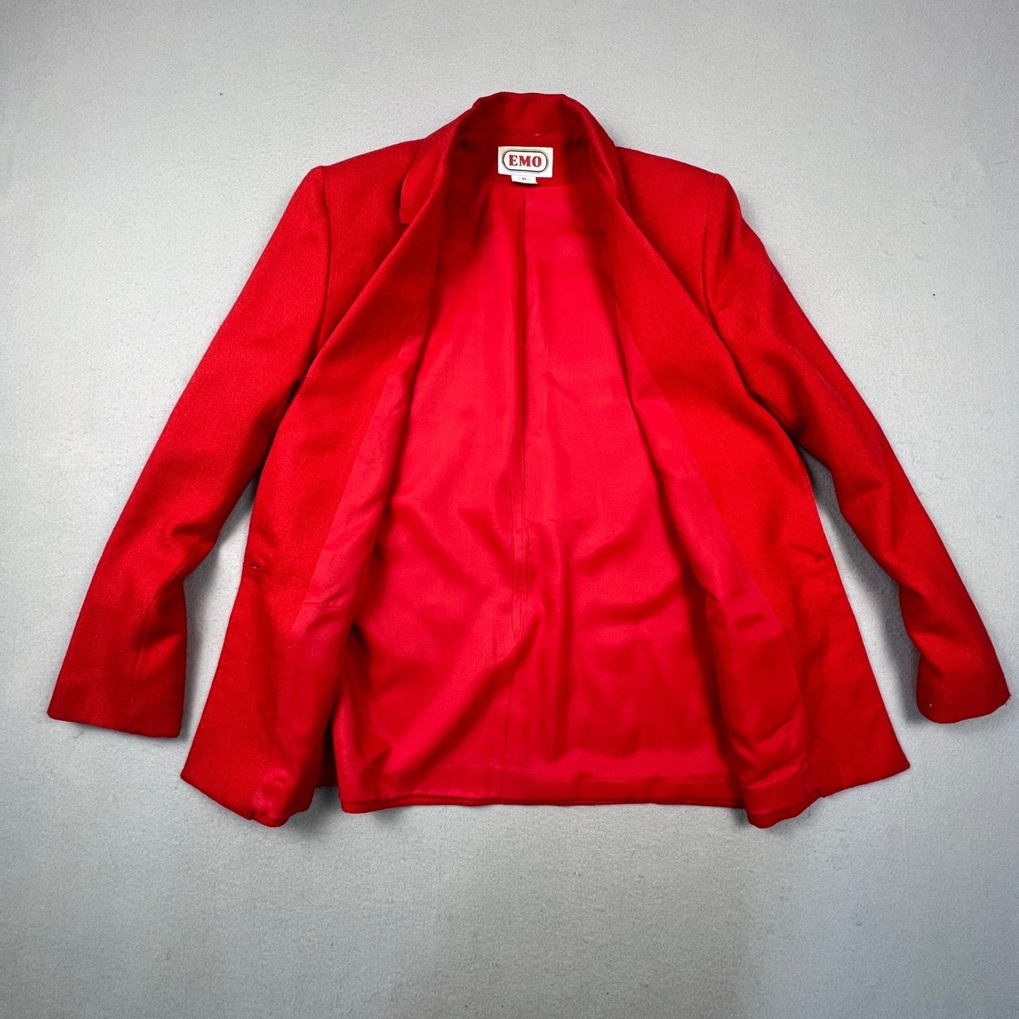 VTG EMO Blazer Jacket Womens 6 Red Single Button Career Chic Minimalist