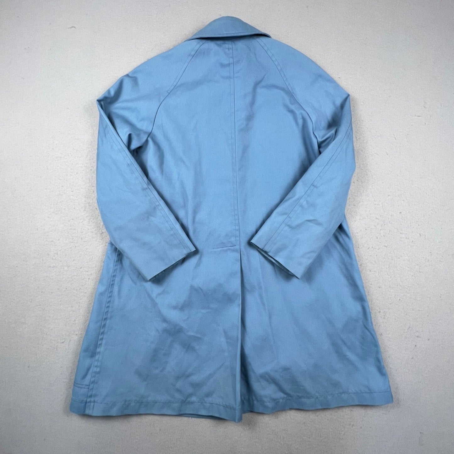 London Fog Maincoat Rain Jacket Womens 14 Regular Blue Vintage Western Yoke Coat