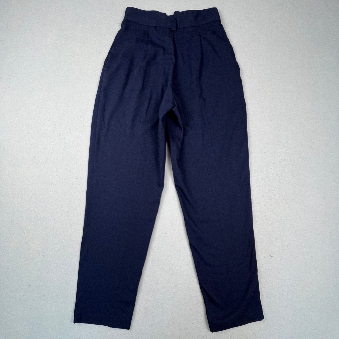 Stringbean Pleated Trousers Womens 9/10 Navy Blue High Rise Tapered Vintage USA