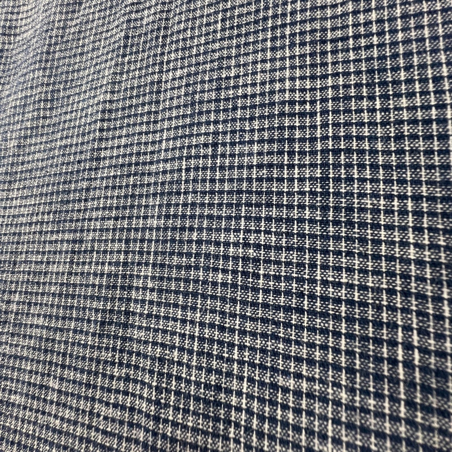 Linen Blend Button Down Shirt Mens XXL Blue Grid Rich Casual Classic
