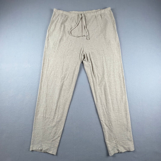 Linen Pants Womens Large Beige Cotton Ramie Drawstring Lounge Casual Summer