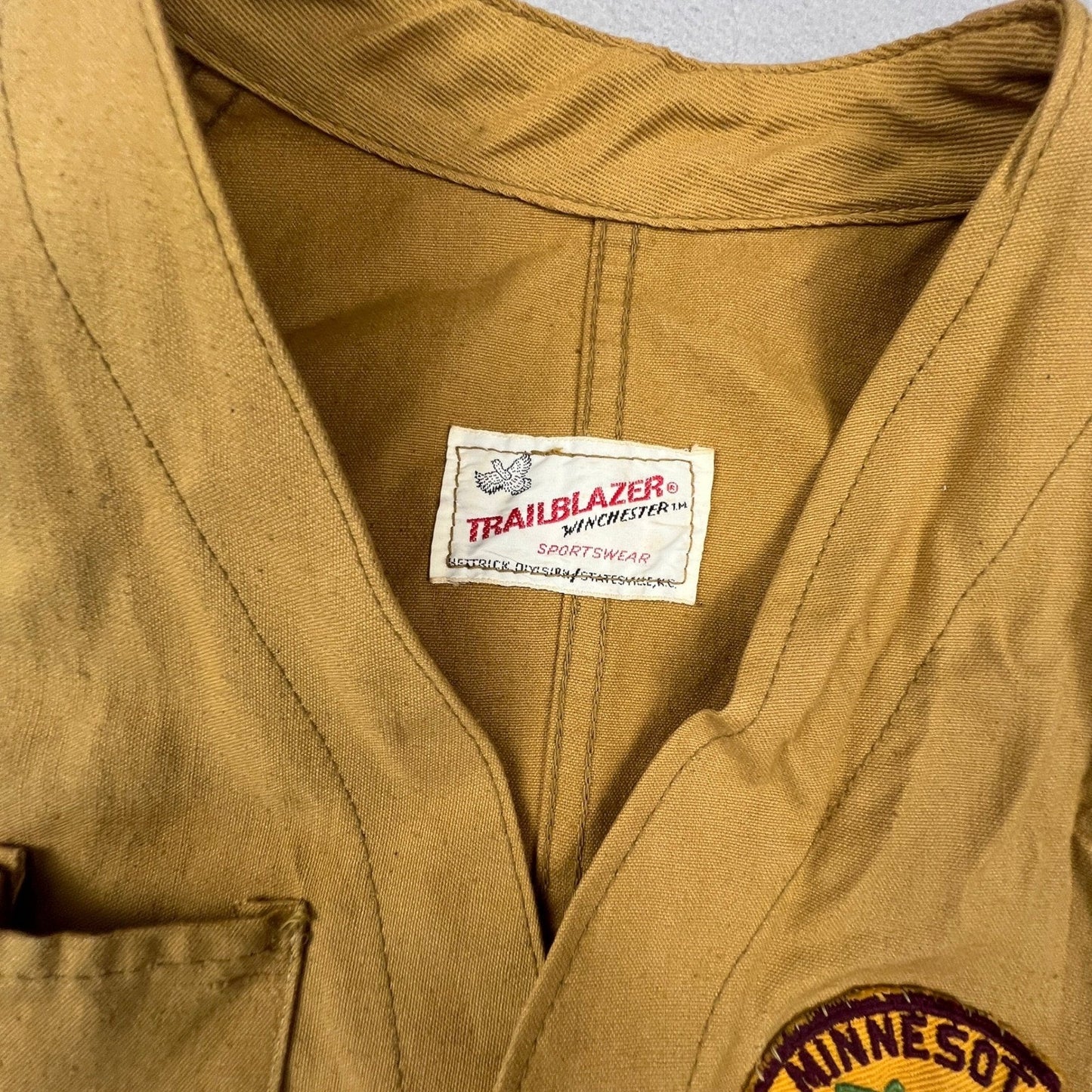Trailblazer Winchester Hunting Vest Mens L Tan Canvas Minnesota Safety Vintage