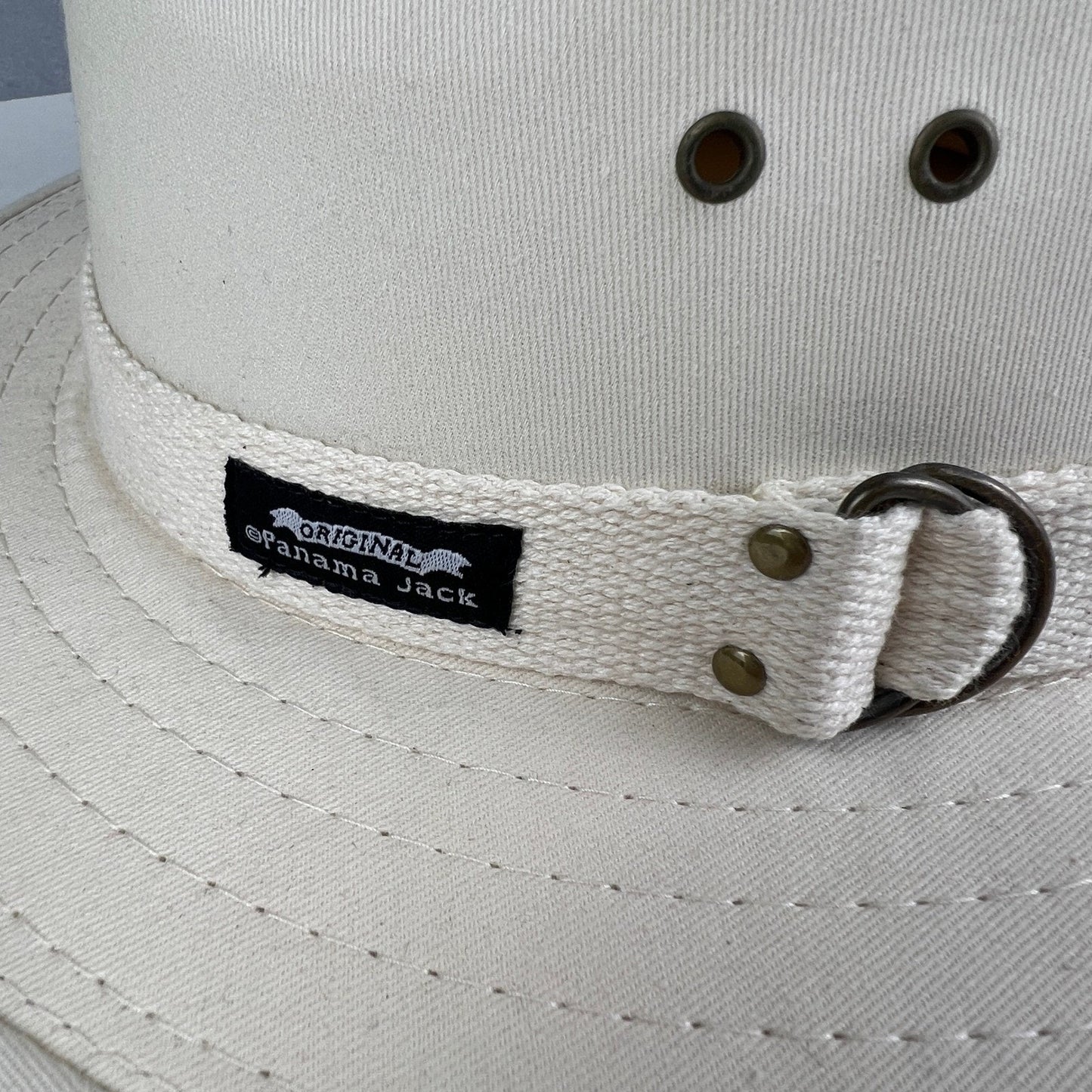 Panama Jack Safari Hat Mens Large Cream Cotton Canvas Outdoor Hiking Outback Sun