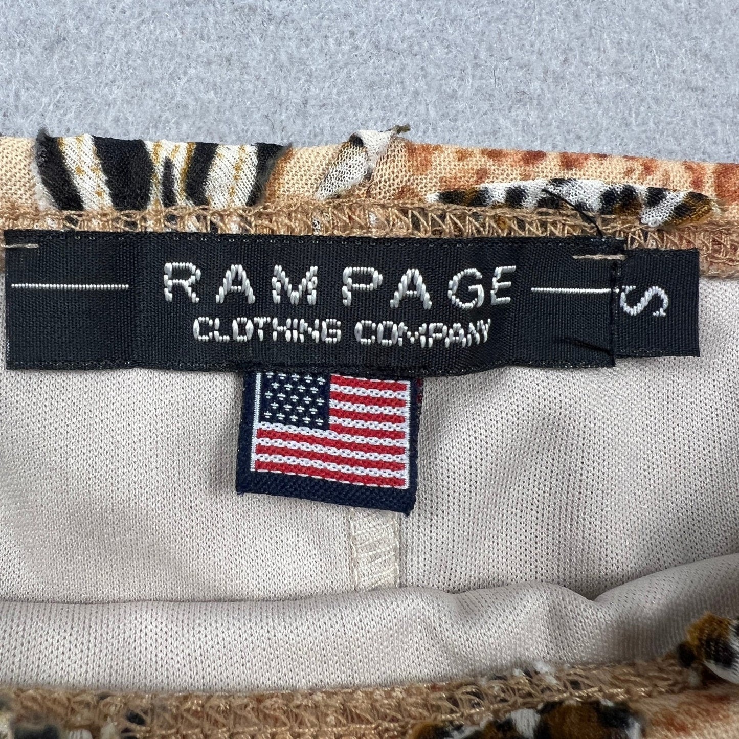 VTG Y2K Rampage Mini Skirt Womens S Brown Mixed Animal Print Handkerchief Hem