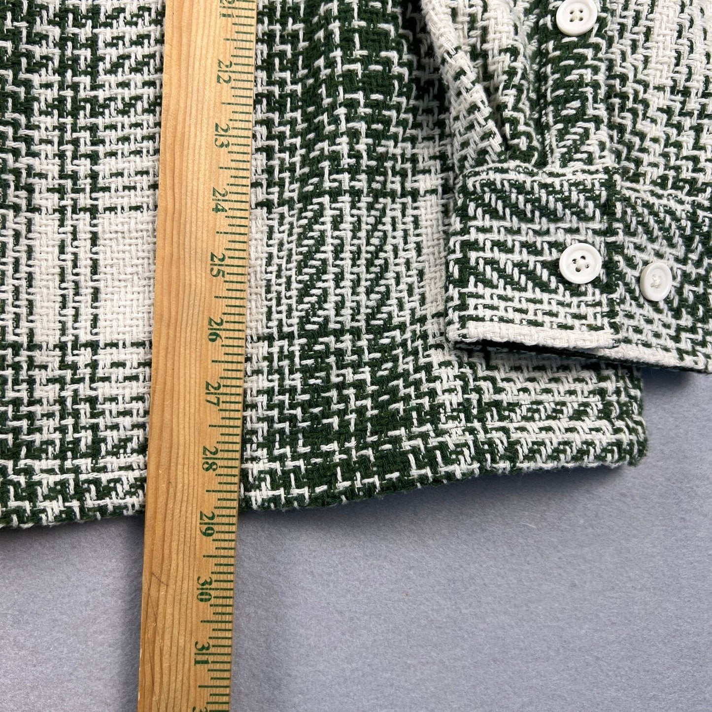 Common People Plaid Overshirt Mens Medium Green Wool Blend Textured Shacket