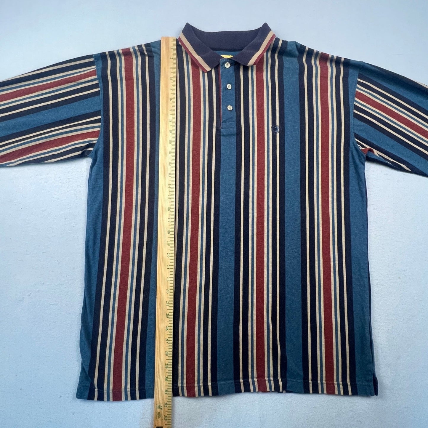 Duck Head Rugby Polo Shirt Mens XL Blue Red Striped Long Sleeve Preppy Retro