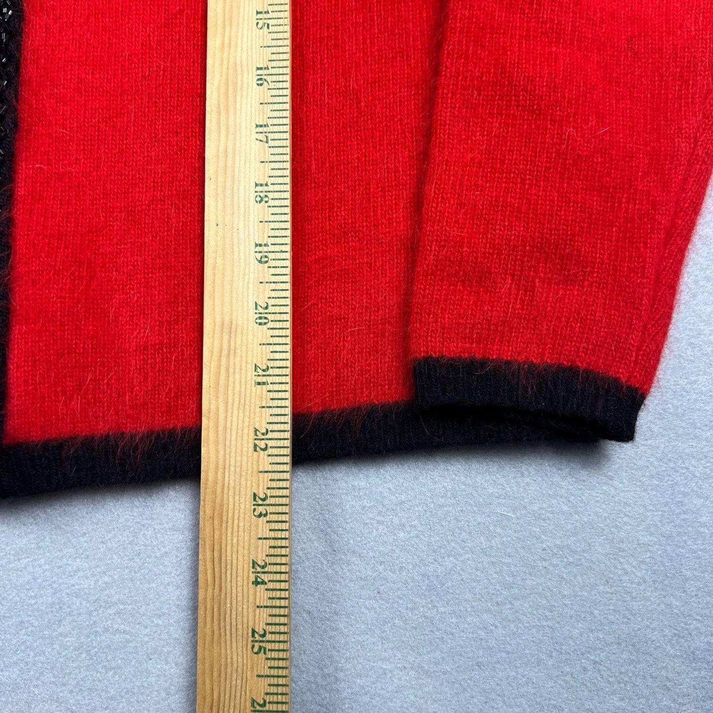 VTG Rafaella Cardigan Sweater Womens Small Red Angora Lambswool Beaded Holiday