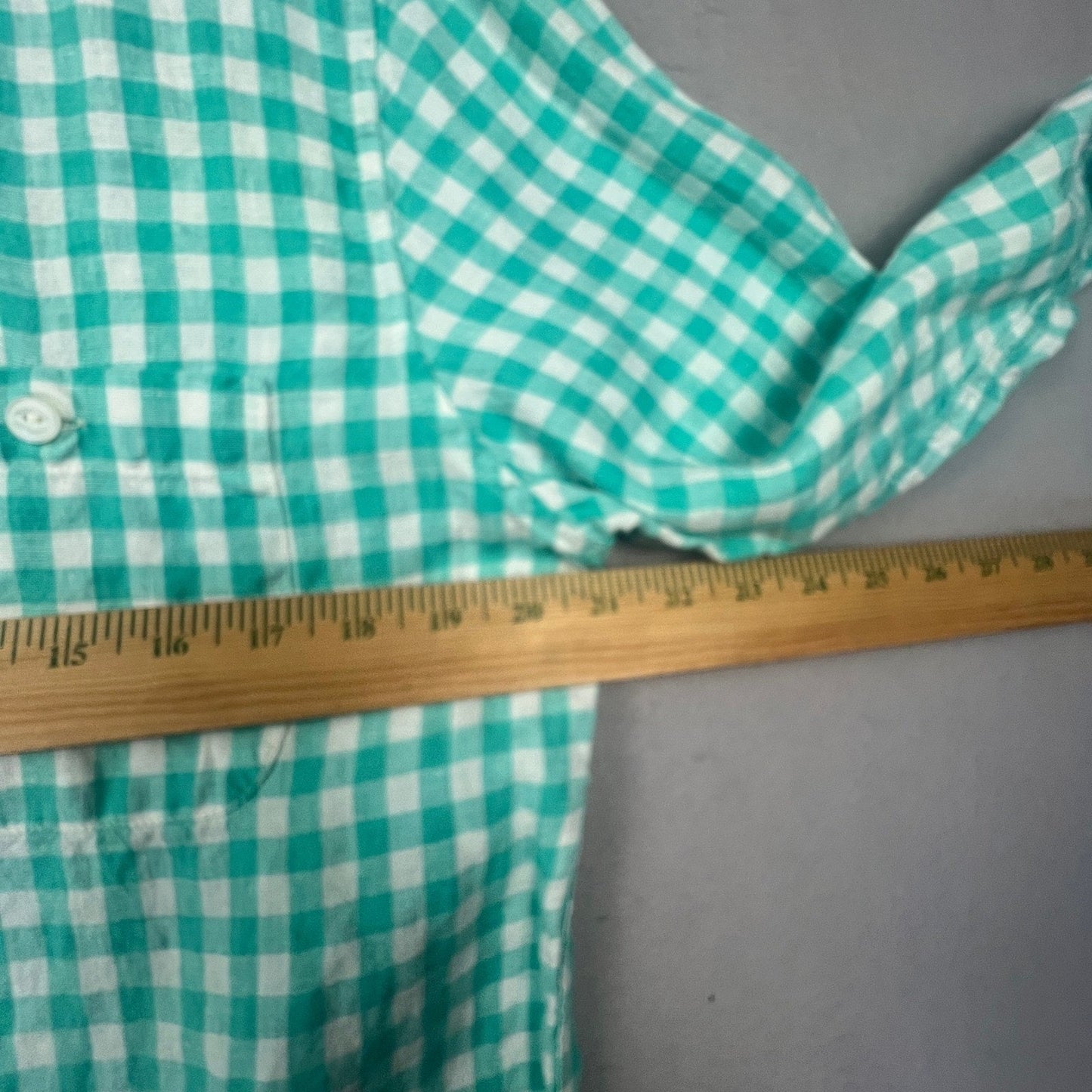J.Crew Button Down Mens M Gingham Baird McNutt Irish Linen Classic Fit Shirt