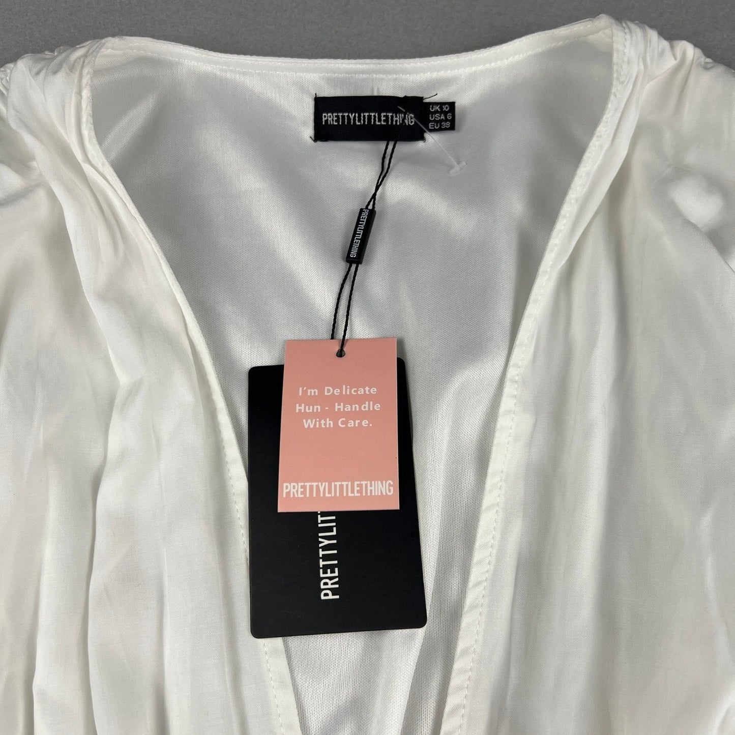 NWT Bubble Hem Dress Size 6 White Puff Sleeve Mini Party Wedding Bridal