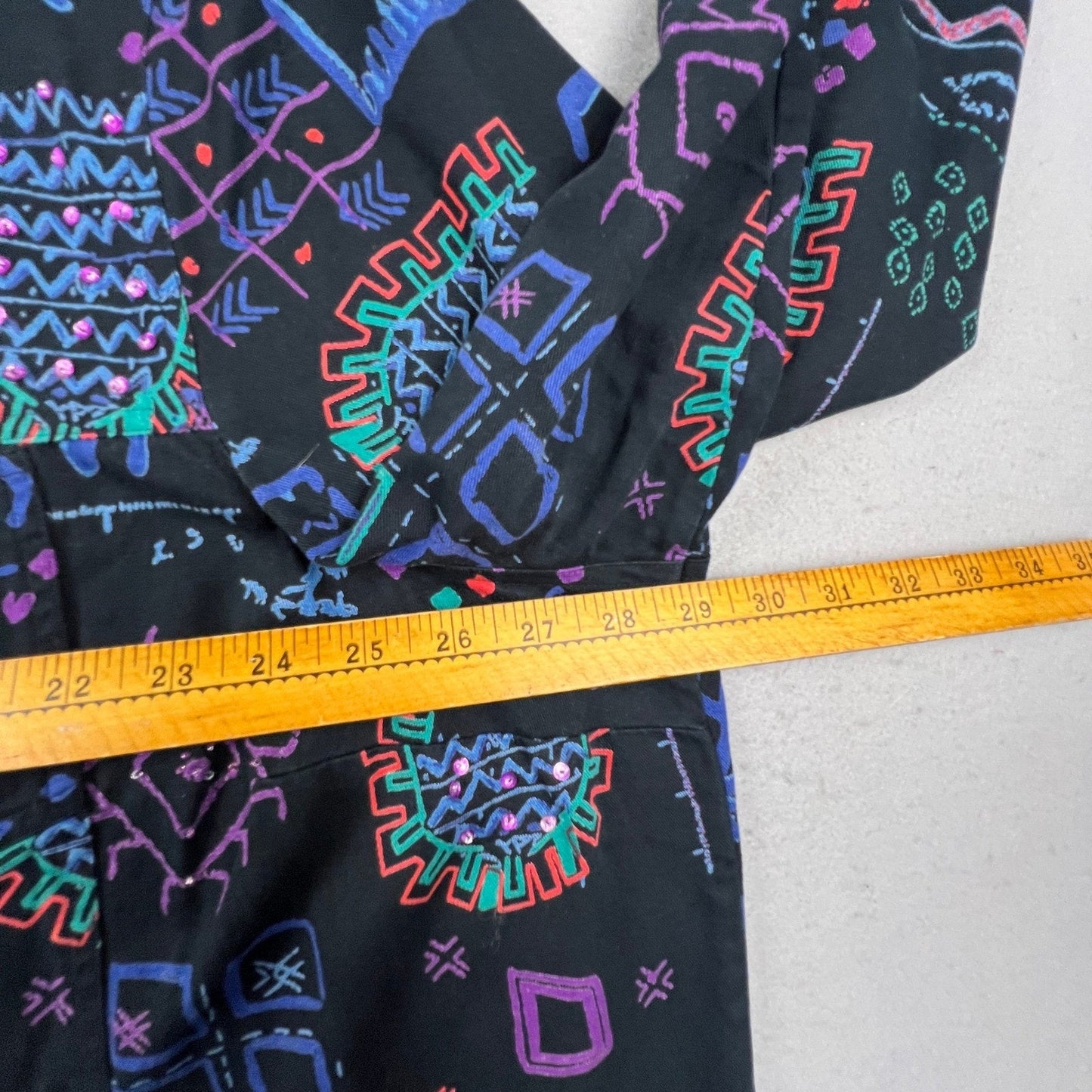 Liz & Me Button Down Shirt Women 3X Black Geometric Tribal Sequin Cotton Top
