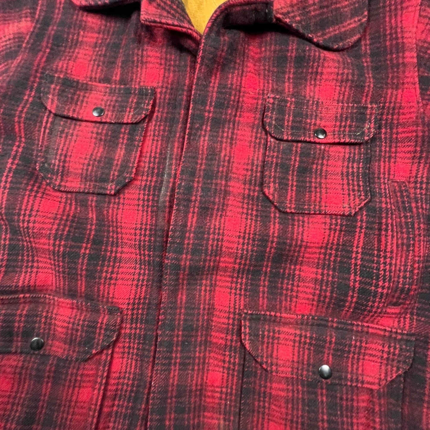 Vintage Woolrich Wool Plaid Hunting Jacket Mens 46 Red Mackinaw Coat Outdoor
