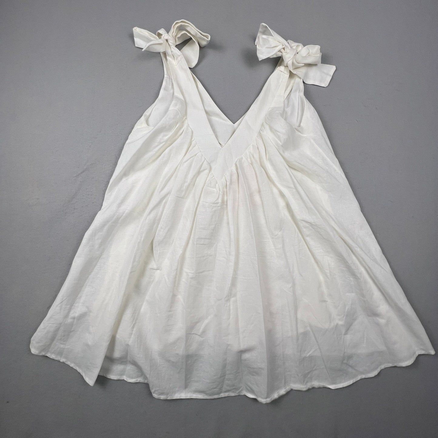 NWT Showpo Mini Dress Womens 6 White Tie Shoulder Cotton Babydoll Summer Boho
