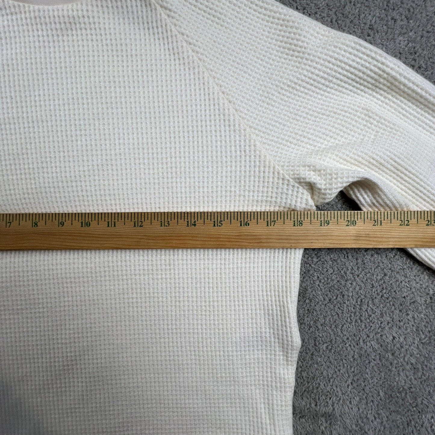 Madewell Waffle Knit Mock Neck Raglan Top XS Cream Minimalist Casual Chic Costal