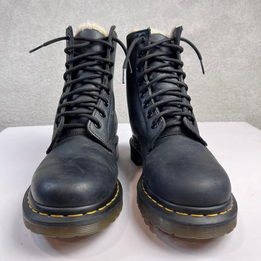 Dr Martens Boots US Size 8 1460 Black Leather Faux Fur Lined Combat Boots