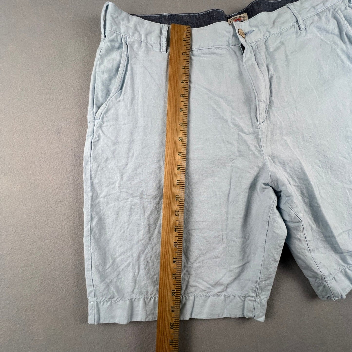 Faherty Shorts Mens 36 Light Blue Linen Blend Flat Front Casual Summer Beach