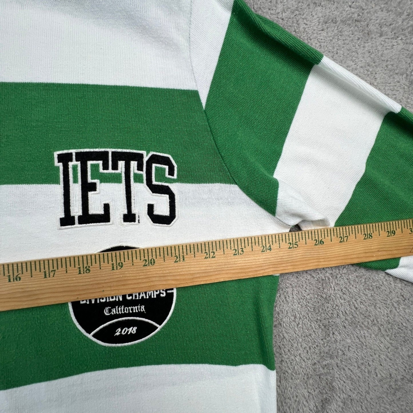 iets Frans Urban Outfitters Mens Polo Rugby Shirt Striped Green White LA Champs
