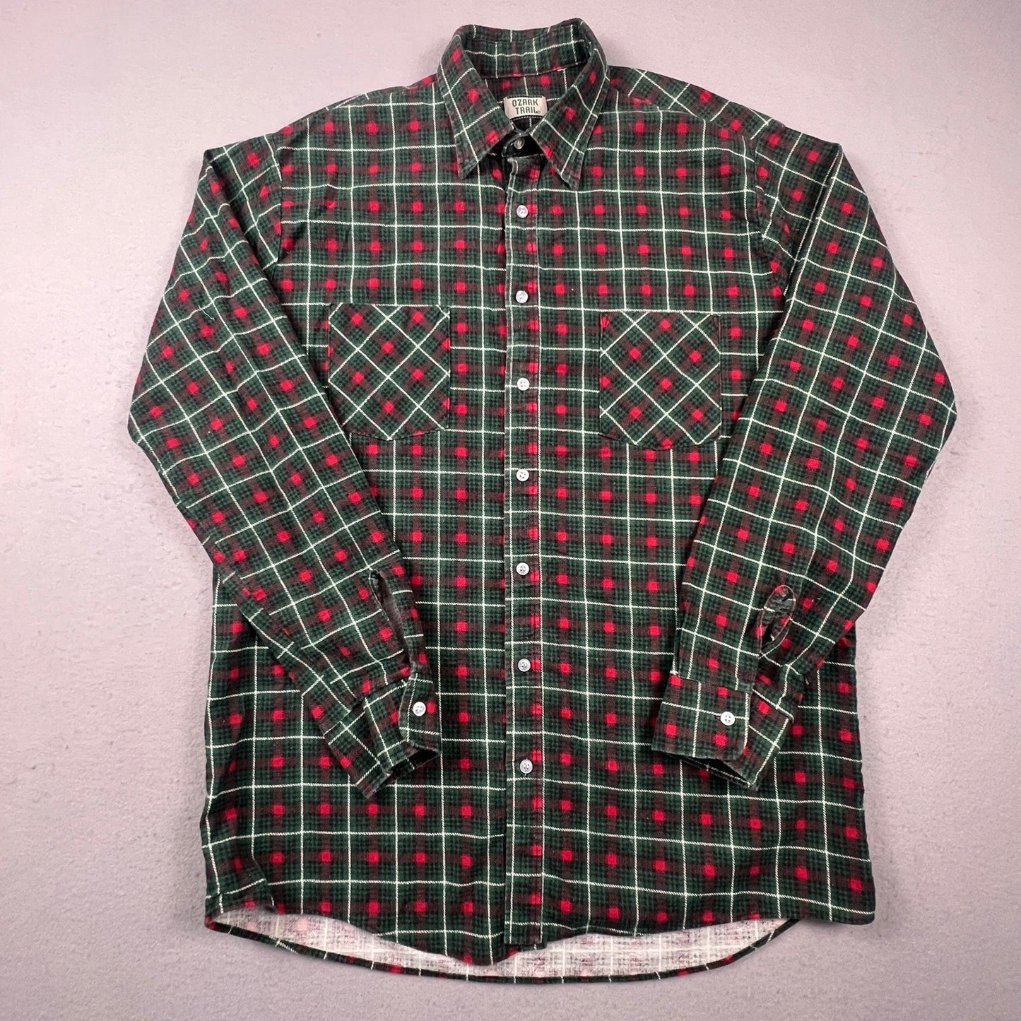 Ozark Trail Flannel Shirt Mens L Plaid Long Sleeve Outdoor Casual Printed