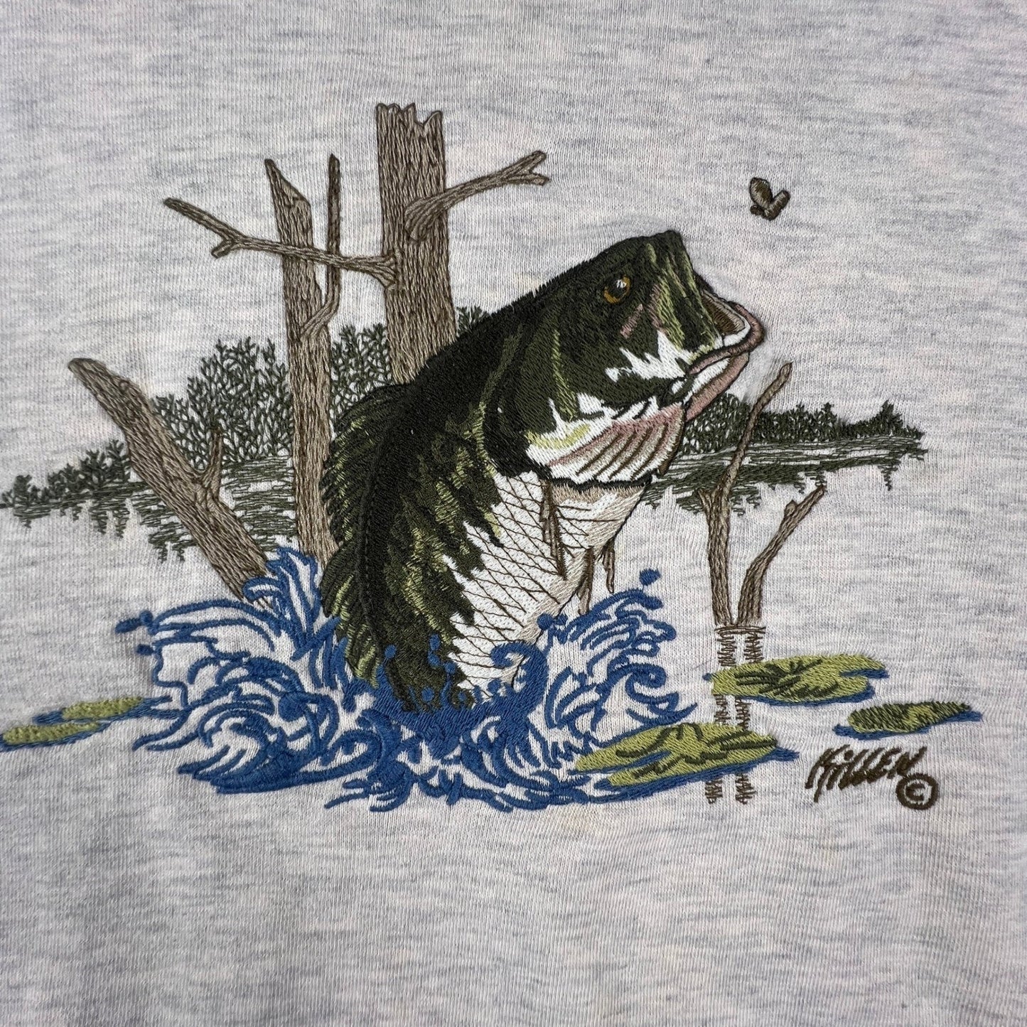 VTG C&B Sport Sweatshirt Mens XXL Gray Bass Fishing Embroidered Cabin Woods Camp