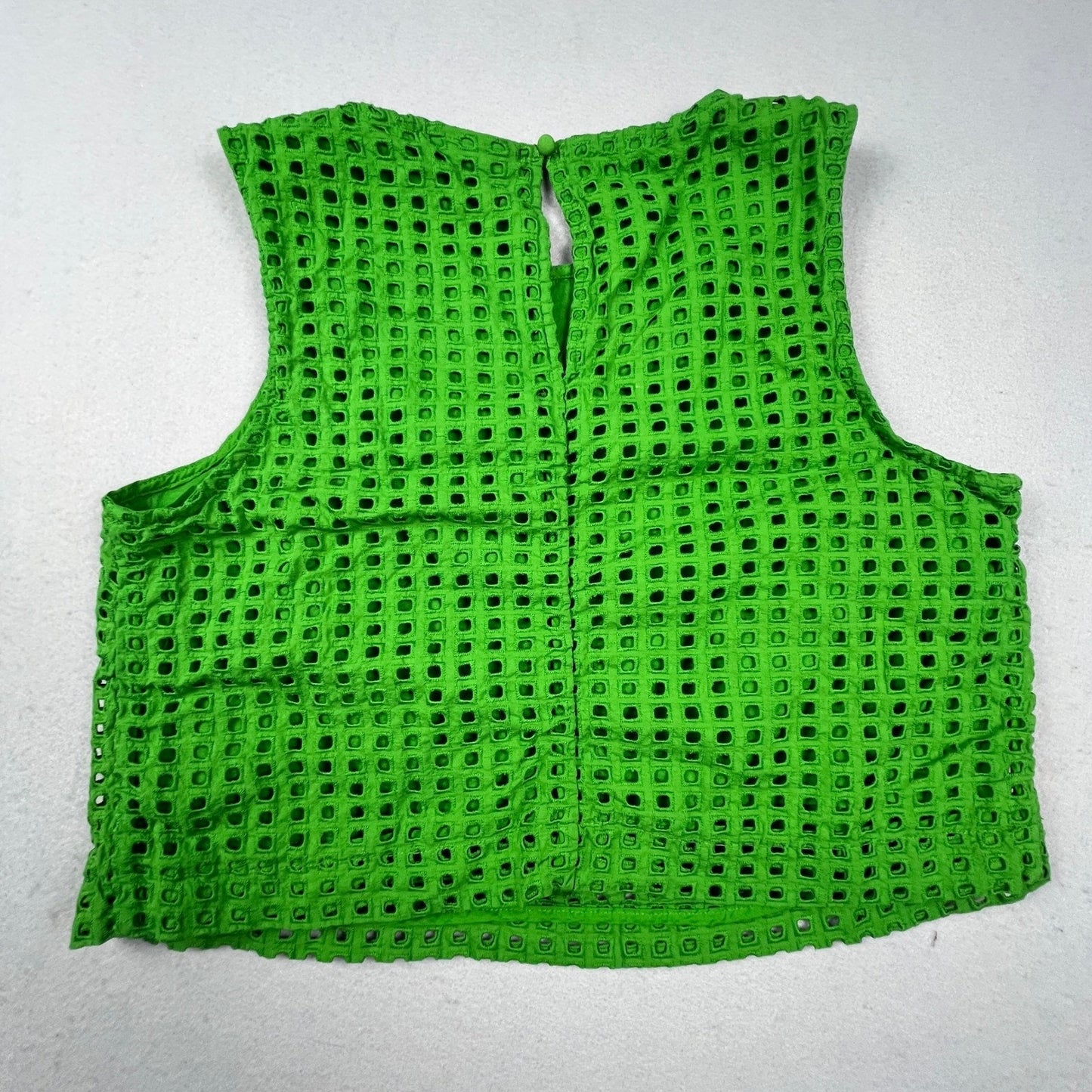 Kate Spade Eyelet Crop Top Womens Large Green Cotton Sleeveless Preppy Summer