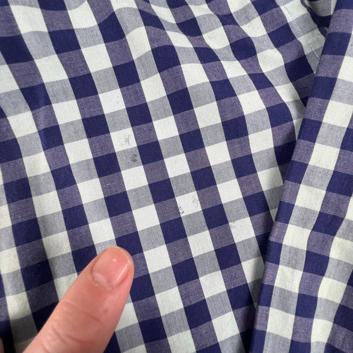 Van Heusen Button Down Shirt Men 16-16.5 Gingham Slim Fit Wrinkle Free Office