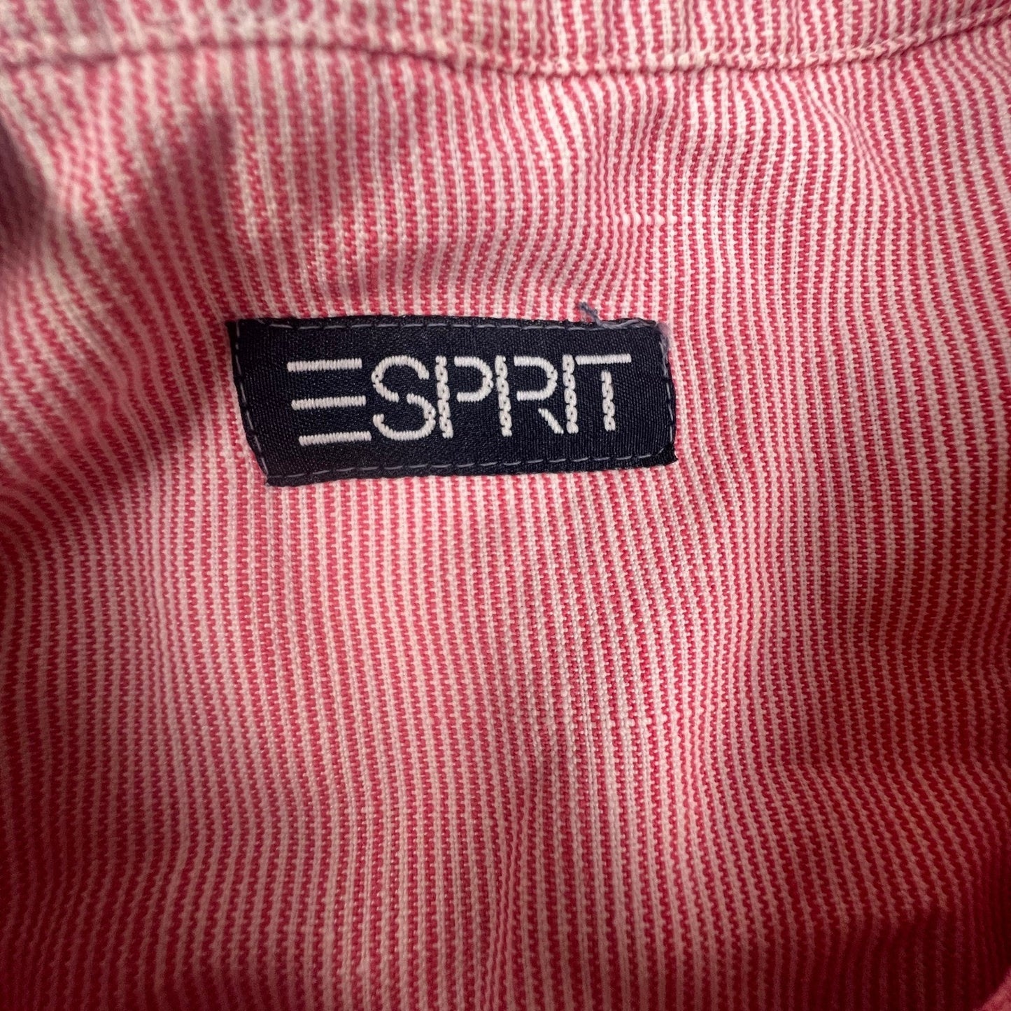 VTG 90s Esprit Jacket Womens Red Pinstripe Cotton Linen Zip Up Bomber Coat
