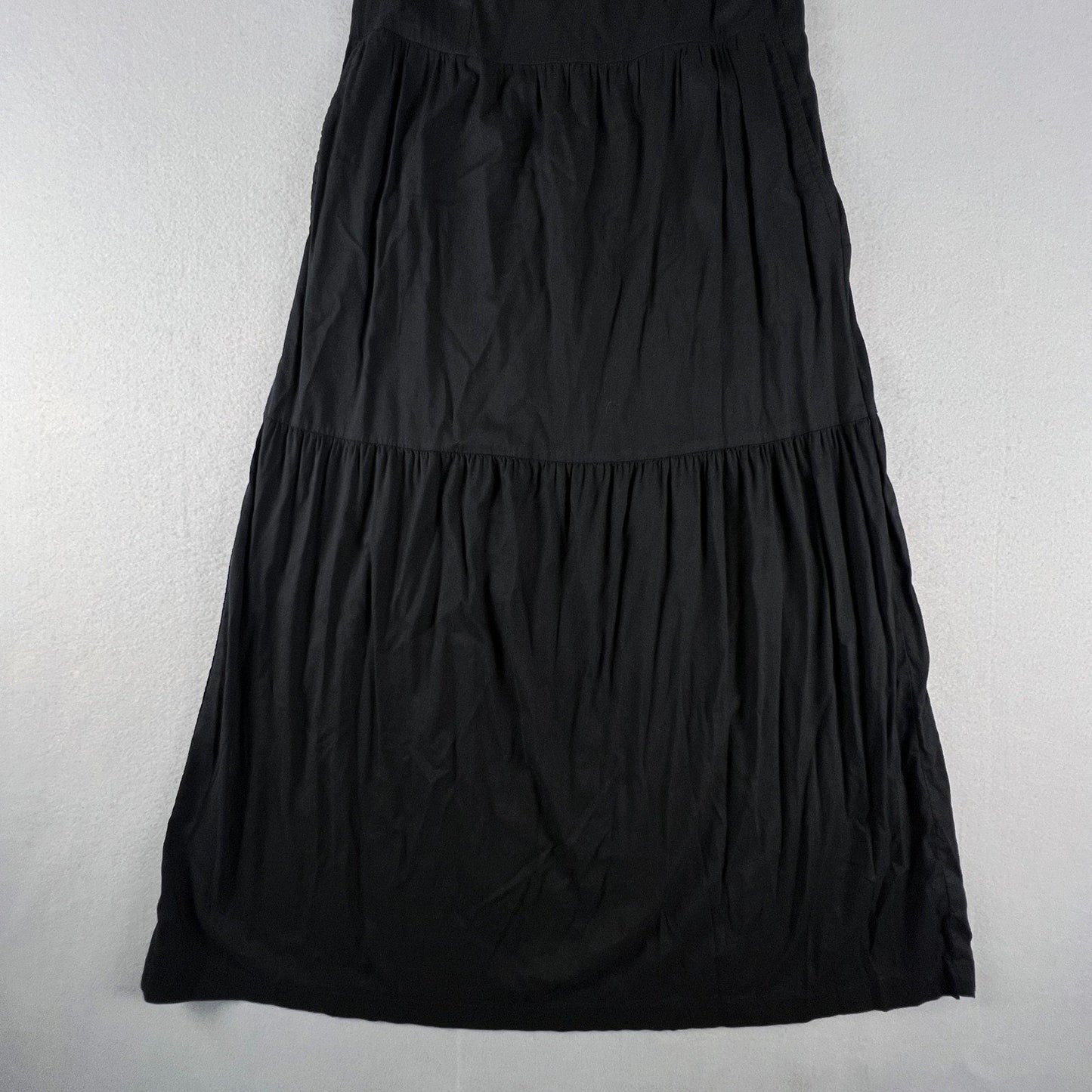 Old Navy Cami Maxi Dress XS Black Tiered Katherine Cotton Blend Summer Boho