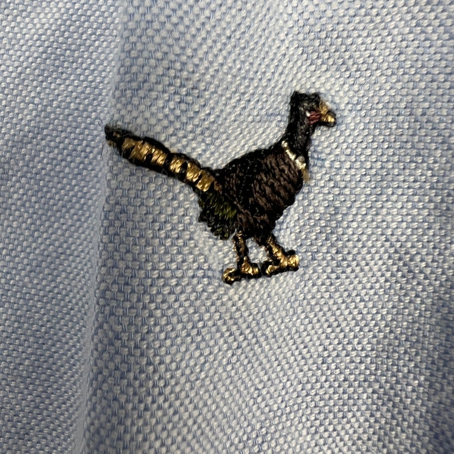 Lands End Pheasant Bird Shirt Womens M Embroidered Oxford Button Down Preppy