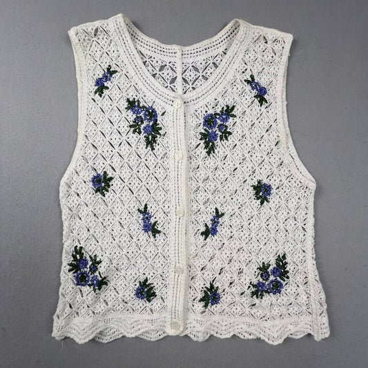 Cottagecore Crochet Floral Vest Women S Embroidered Cotton Grandmacore