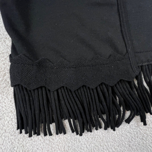 Fringe Knit Vest Women Small Black Open Front Boho Western Festival