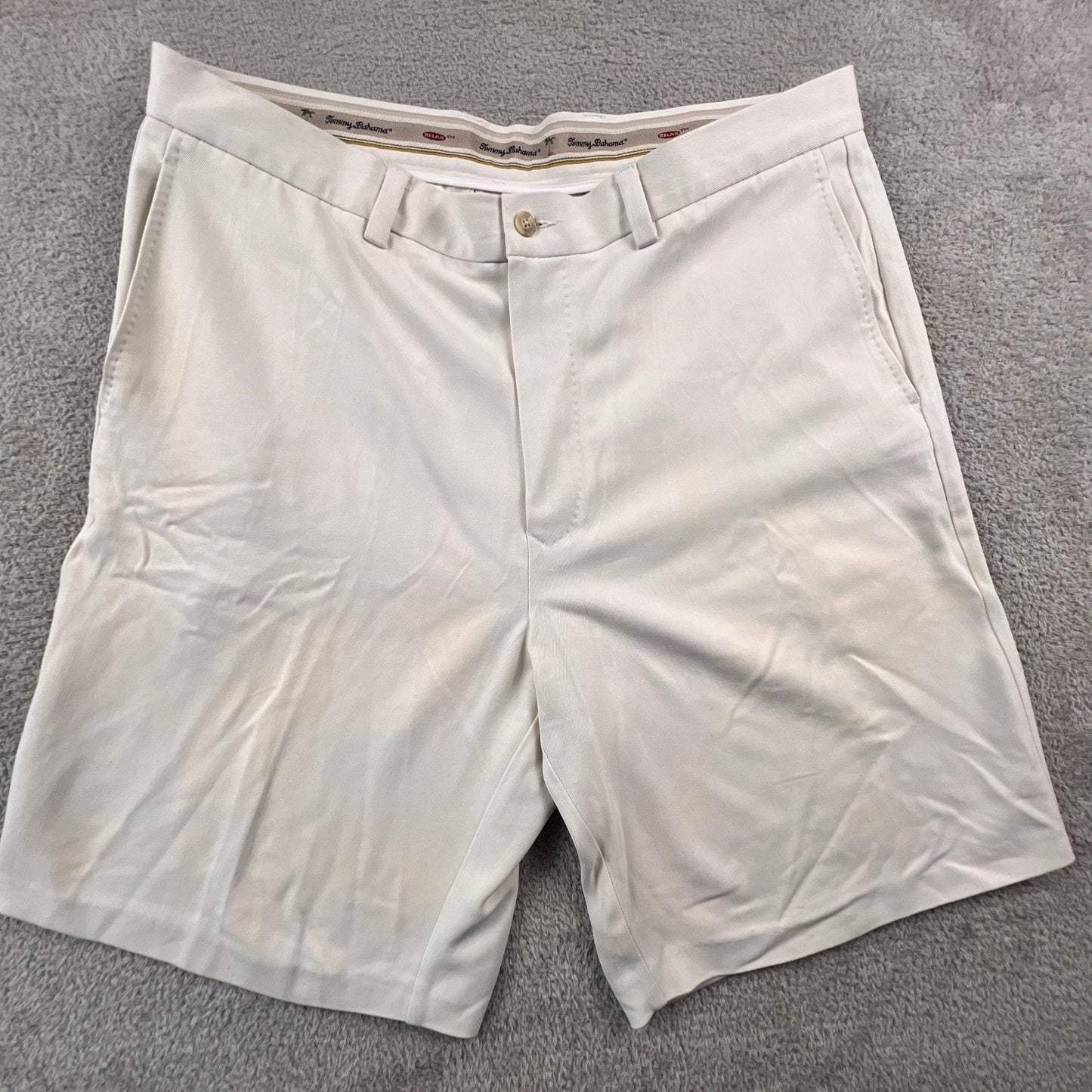 Tommy Bahama Silk Shorts Mens 36 White Relax Flat Front Tropical Beach Casual