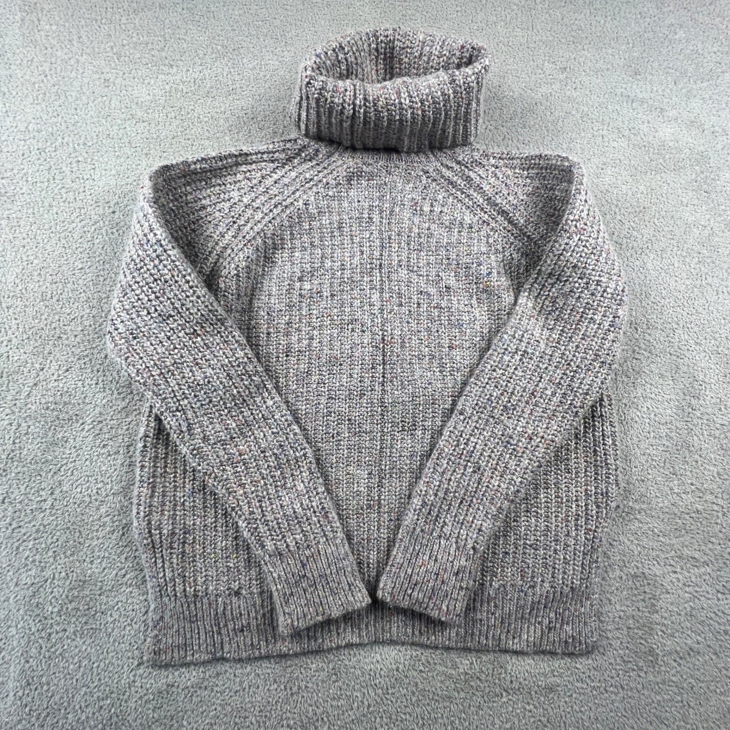 Madewell Womens Turtleneck Sweater Grey Confetti Marl Silk Wool Blend Comfy Cozy