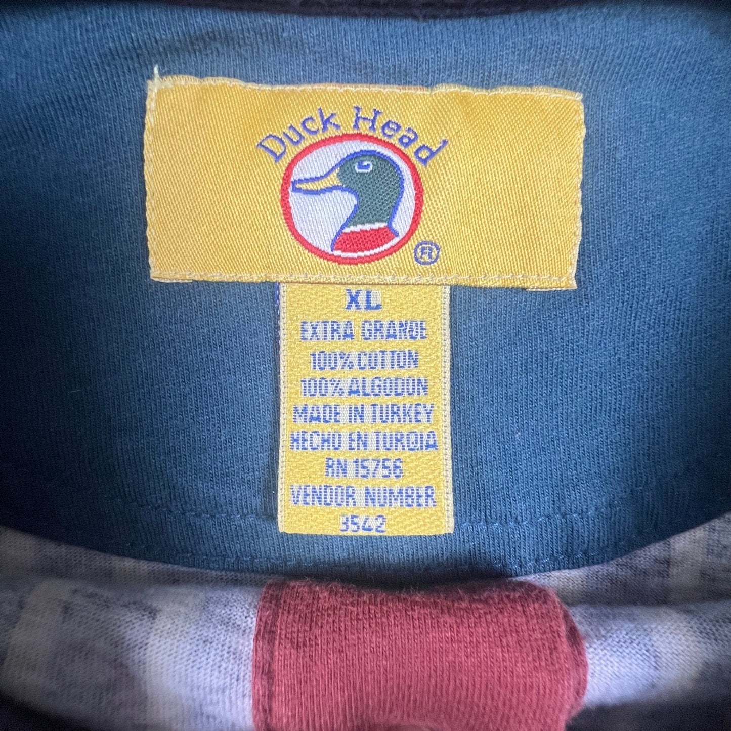 Duck Head Rugby Polo Shirt Mens XL Blue Red Striped Long Sleeve Preppy Retro