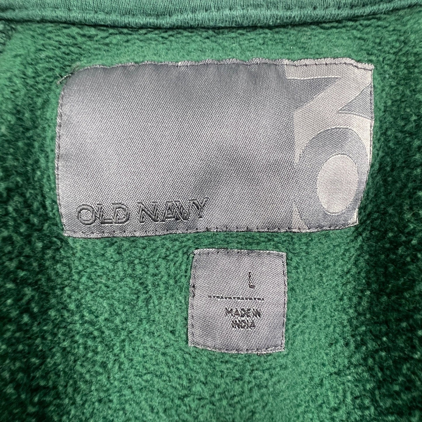 Y2K Old Navy Track Jacket Mens Large Green Striped Full Zip Fleece Retro