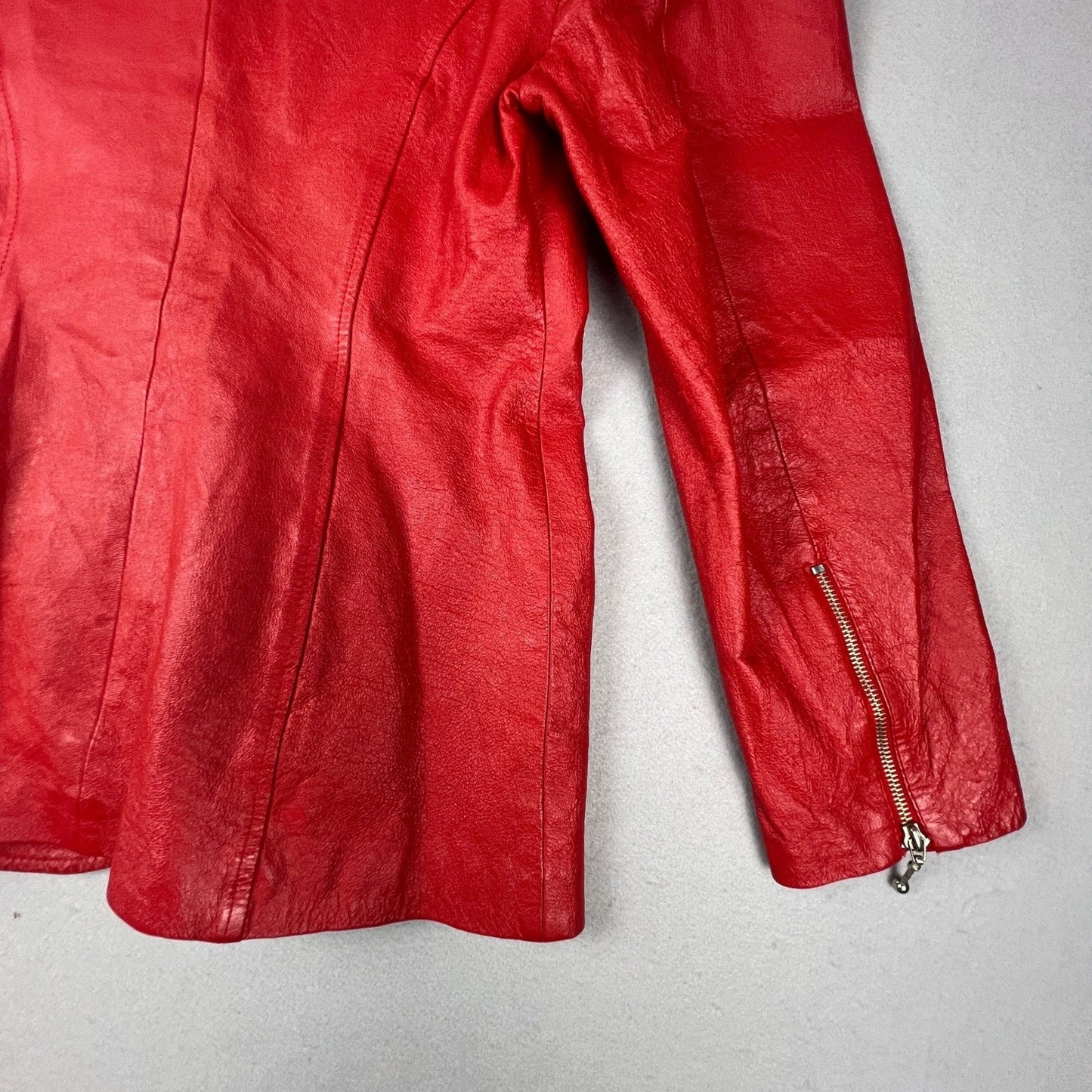 VTG 80s Don't Stop Leather Jacket Women Medium Red Zip Vintage Biker Chic Retro